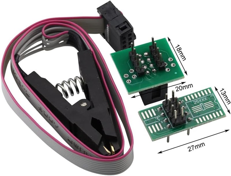 Ferwooh برامج CH341A 2PCS SPI فلاش USB لوحة رئيسية توجيه LCD BIOS 24 25 سلسلة مسجل حرق محول USB-TTL + 2 مجموعة محول SOP16 إلى 8 دبابيس SOP8 ISOIC8 مشبك اختبار IC 8 دبابيس - Image 4